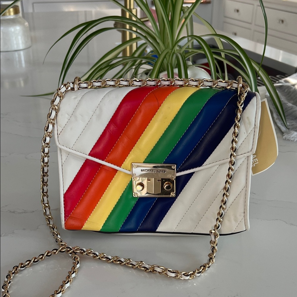 Michael Kors Multicolor Stripe Quilted Crossbody Bag